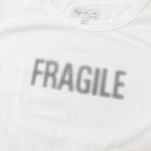 agnes b. アニエスベー Tシャツ 半袖 トップス ホワイト 白 2(M) クルーネック ロゴ プリント FRAGILE コットン 綿 おしゃれ シンプル_画像4