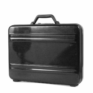 ZERO HALLIBURTON Zero Halliburton black lame metal aluminium attache case handbag briefcase dial lock type black 