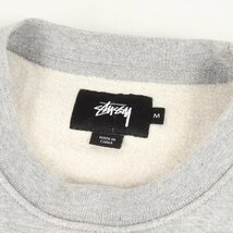 STUSSY ステューシー スウェット サイズ:M ナイロン切替し クルーネック スウェットシャツ ヘザーグレー レッド トップス トレーナー_画像3