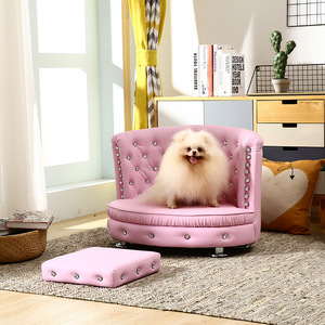 ペットソファ 犬用ベッド 脚付き きらきら ラグジュアリー キラキラ 小型犬 豪華 姫系 プリンセス ピンク ホワイト ブラック