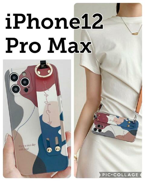 新品　iphoneケース スマホ　12promax 携帯ケース　ショルダー