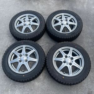 溝ありスタッドレス　155/65R13 ダンロップWM02 4本セット　ライフパレットSWゼストスパークエブリィバモスワゴンRラパンミラジーノ