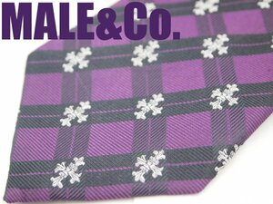 OA 818 【期間限定】メイル アンド コー MALE&Co. ネクタイ 紫 黒色系 格子柄 ジャガード