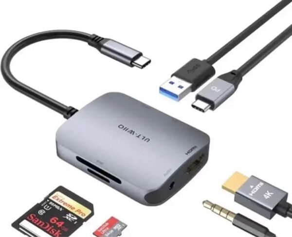 USB C ハブ 6-in-1 Type C ハブ