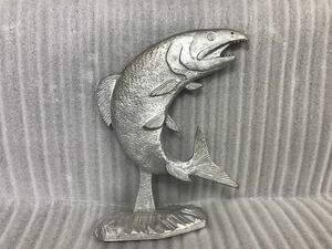 アルミ合金芸術品　一点物　シャケのオブジェ　成魚遡上編　アキアジ　鮭　サケ　茂漁川　漁川