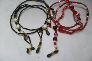  hand made beadwork original glasses holder red black 2 color ①