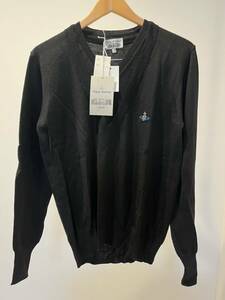 Новый Vivienne Westwood Man Liedered Processing V -neck Sweater / Vivienn Westwoodman вязаная вышивка