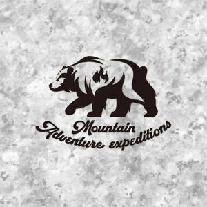 送料無料◆Mountain Adventure Expeditions 山岳探検熊 カッティングステッカー◆ブラック｜15×10.5cm｜超防水 屋外使用可【C053】