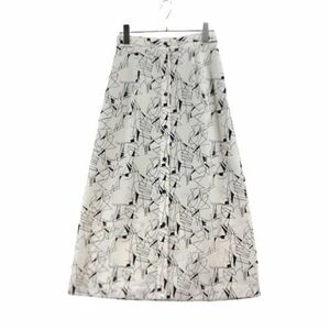 6(ROKU) ロク LINE PRINT SKIRT ラインプリントスカート 36 ホワイト