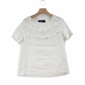 tricot COMME des GARCONS トリコ コムデギャルソン 10SS 半袖リネンフリルブラウス S ホワイト