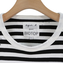 agnes b. × BIOTOP アニエスベー ビオトープ ボーダー スプラッシュ Tシャツ L ブラック ホワイト_画像3