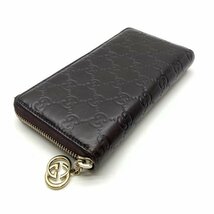 GUCCI グッチ 307982 グッチシマ 型押し ラウンドファスナー 長財布 ブラウン 茶色 コインケース 小銭入れ レザー 管理RY23004112_画像4