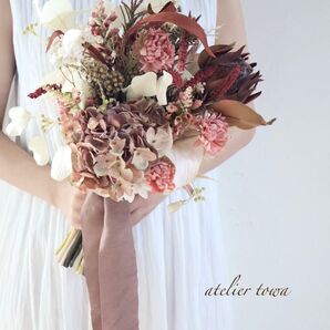 アンティーク紫陽花ブーケ ウェディングブーケ ブートニアセット