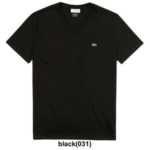 (SALE)LACOSTE(ラコステ)Vネック Tシャツ 半袖 テニス ゴルフ メンズ 男性用 TH6710 black(031) XS la02-th6710-31-xs★2