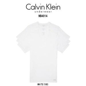 (SALE)Calvin Klein(カルバンクライン)Tシャツ Vネック 半袖 3枚セット 肌着 メンズ SLIM FIT NB4014 WHITE(100) XL ck32-nb4014-100-xl★2