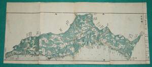 地図 （絵図）新潟県 越後國 古地図 木版 江戸時代 歴史資料 インテリア 社会 教材