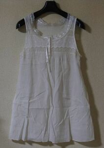 PRASH NOTESp Rush no-tsu tank top tunic height white race see-through piling put on kktnok j t bf0830