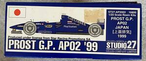 STUDIO27 1/20 PROST G.P. AP02 JAPAN 1999 未組立て品 プロスト スタジオ27