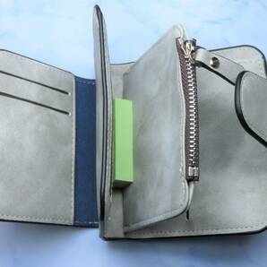 二つ折りレディース財布、コンパックト女性財布、可愛おしゃれ財布、小銭入れ、新品・当日発送（ライトグレー）の画像5