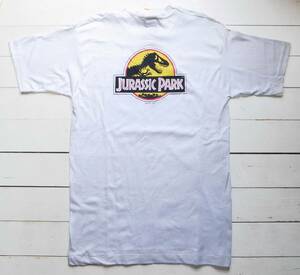 90's JURASSIC PARK ジュラシックパーク Tシャツ L 白 ムービーT 当時物 デッドストック 1992年 90年代　ビンテージ USA/日本製