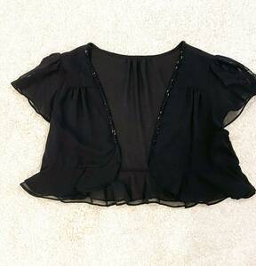  unused bolero cardigan 9 number party * formal * One-piece. feather woven black 