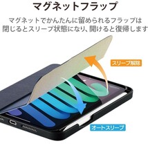 新品 送料無料 iPadmini6 iPadmini 6 iPad mini mini6 ネイビー ブルー マグネット ペンシル充電 ペンシル収納 レザー フラップ 8.3 美品_画像5