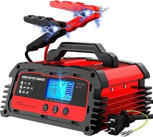 バッテリー充電器 自動パルス充電器 20A大電流 12V/24V兼用 維持充電 スマートチャージャー バッテリー診断機能付き AGM/GEL車充電可能 