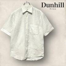 dunhill ダンヒル リネン ポケット付き 麻 半袖 チェック シャツ メンズ S_画像1