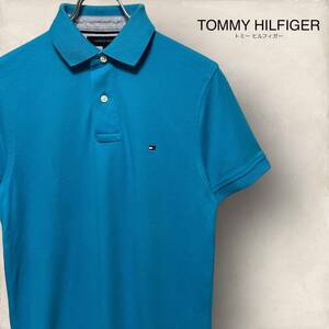 TOMMY HILFIGER トミーヒルフィガー 半袖 コットン ポロシャツ ブルー メンズ S