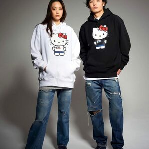 即決!!新品 黒XL ハローキティHello Kittyコラボ WIND AND SEAウィンダンシーGOD SELECTIONゴッドセレクションXXXロンTシャツ キティちゃんの画像9