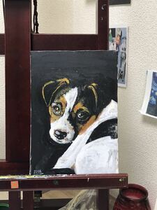 Art hand Auction russell terrier dog animal acrylic painting, Painting, Oil painting, Animal paintings