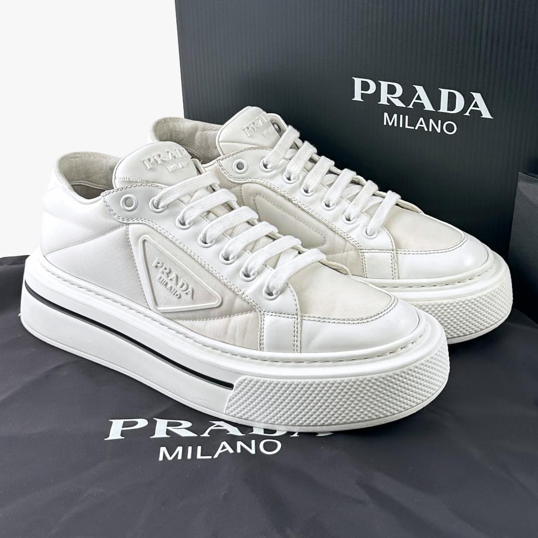 プラダ PRADA スニーカー 6 2EG376_3LF5_F0009 - レザー 白 サイズ:6