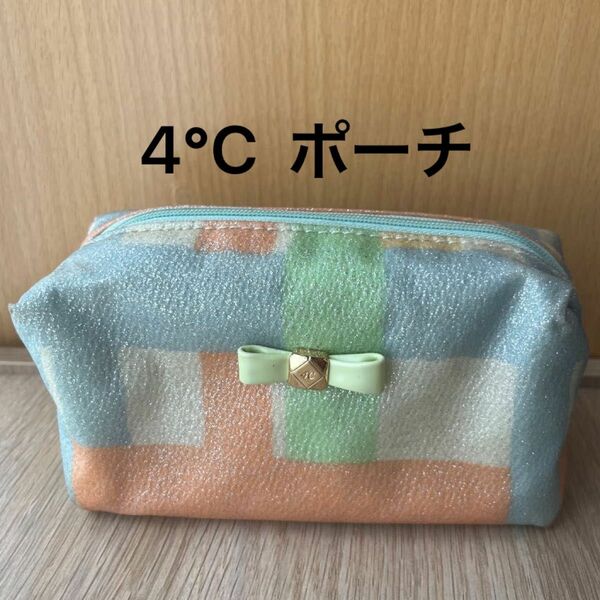 4℃ 化粧ポーチ ポーチ ミニミニ ハンドメイド ワイヤー口金 リバティ 両開きファスナー ゴールド