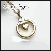 【人気】Courrges クレージュ　ハート　サークル　ネックレス　ゴールド_画像1