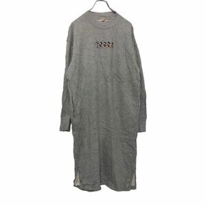 中古 古着 UNIQLO ロゴ スウェット トレーナー ワンピース レディース S ライトグレー ディズニー ミッキー 古着卸 アメリカ仕入 a509-5257