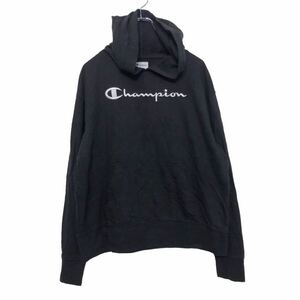 中古 古着 Champion ロゴ スウェット パーカー M ブラック ホワイト チャンピオン フーディ ポケット 古着卸 アメリカ仕入 a509-5306