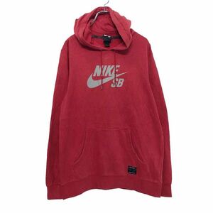 中古 古着 NIKE SB プリント スウェット トレーナー S レッド グレー ナイキ ポケット フーディ 古着卸 アメリカ仕入 a509-5956