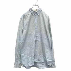 中古 古着 TOMMY HILFIGER 長袖 ロゴ シャツ M ライトブルー トミーヒルフィガー コットンシャツ 古着卸 アメリカ仕入 a509-6545