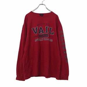 JANSPORTS 長袖 Tシャツ L レッド ネイビー COLORADO VAIL プリントロゴ ロンT 古着卸 アメリカ仕入 a508-7610