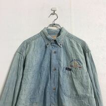 中古 古着 Woolrich 長袖 デニム シャツ M ライトブルー ウールリッチ ボタンダウン メキシコ製 古着卸 アメリカ仕入 a509-6060_画像2