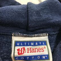 中古 古着 Hanes プリント スウェット パーカー M ネイビー ホワイト ヘインズ 裏起毛 フーディー ポケット 古着卸 アメリカ仕入 a509-6505_画像7