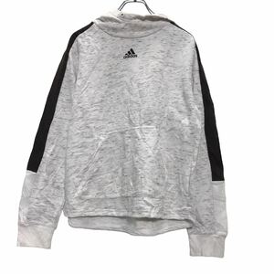 中古 古着 adidas ロゴ スウェット パーカー M グレー ブラック アディダス 裏起毛 フーディー ポケット 古着卸 アメリカ仕入 a509-6568