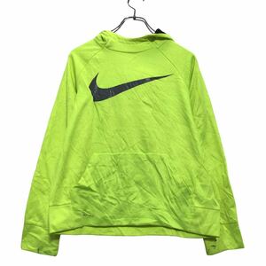 中古 古着 NIKE プリント スウェット パーカー キッズ L 160～ イエロー グレー ナイキ フーディーポケット 古着卸 アメリカ仕入 a509-6558