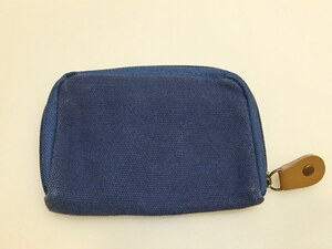 n304u coin case key case key holder attaching fastener navy blue color purse change purse . used 