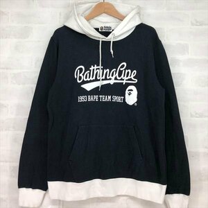 A BATHING APE アベイシングエイプ 初期 配色 フーディー パーカー SIZE: L ブラック/ホワイト MU632023090501