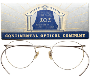 EARLY AMERICAN EYEWEARの超深層部1930s FULL SETデッドHAND MADE IN USA コンチネンタル COC 1/10 12KGF金張彫金 PHANTOM FUL-VUE 43/21