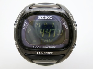 A23-2112　SEIKO セイコー　S680-00A0　スーパーランナーズ　ソーラー　ブラック 黒　デジタル　腕時計　レタパ可　稼働品