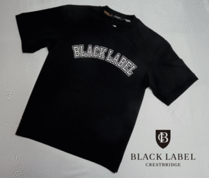  新品 BLACK LABEL CRESTBRIDGE ブラック レーベル クレストブリッジ カレッジ ロゴ スウェット・Ｔシャツ 半袖　Ｍ ブラック