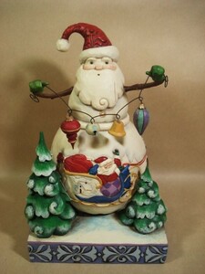 JIM SHORE Heartwood Creek★Frosty Santa サンタクロース雪だるま★木製彩色 置物★H２３ｃｍ