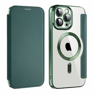 9H強化ガラスフィルム付きiPhone 14 pro レザーケース アイフォン14 プロ　クリアケース14 pro カバー 透明 カード収納 MagSafe充電 手帳型
